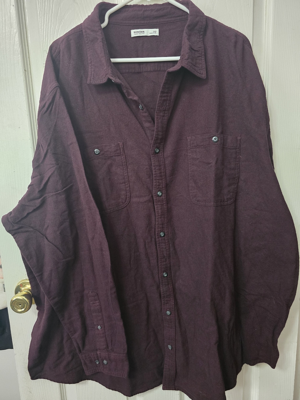 Sonoma Men's Long Sleeve Button-Up Shirt Jacket in Burgundy